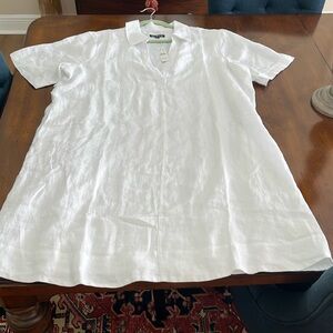 White linen shirt dress